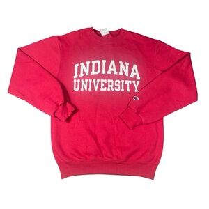 Vintage Indiana University Champion Red Spell Out College Crewneck Sweatshirt S